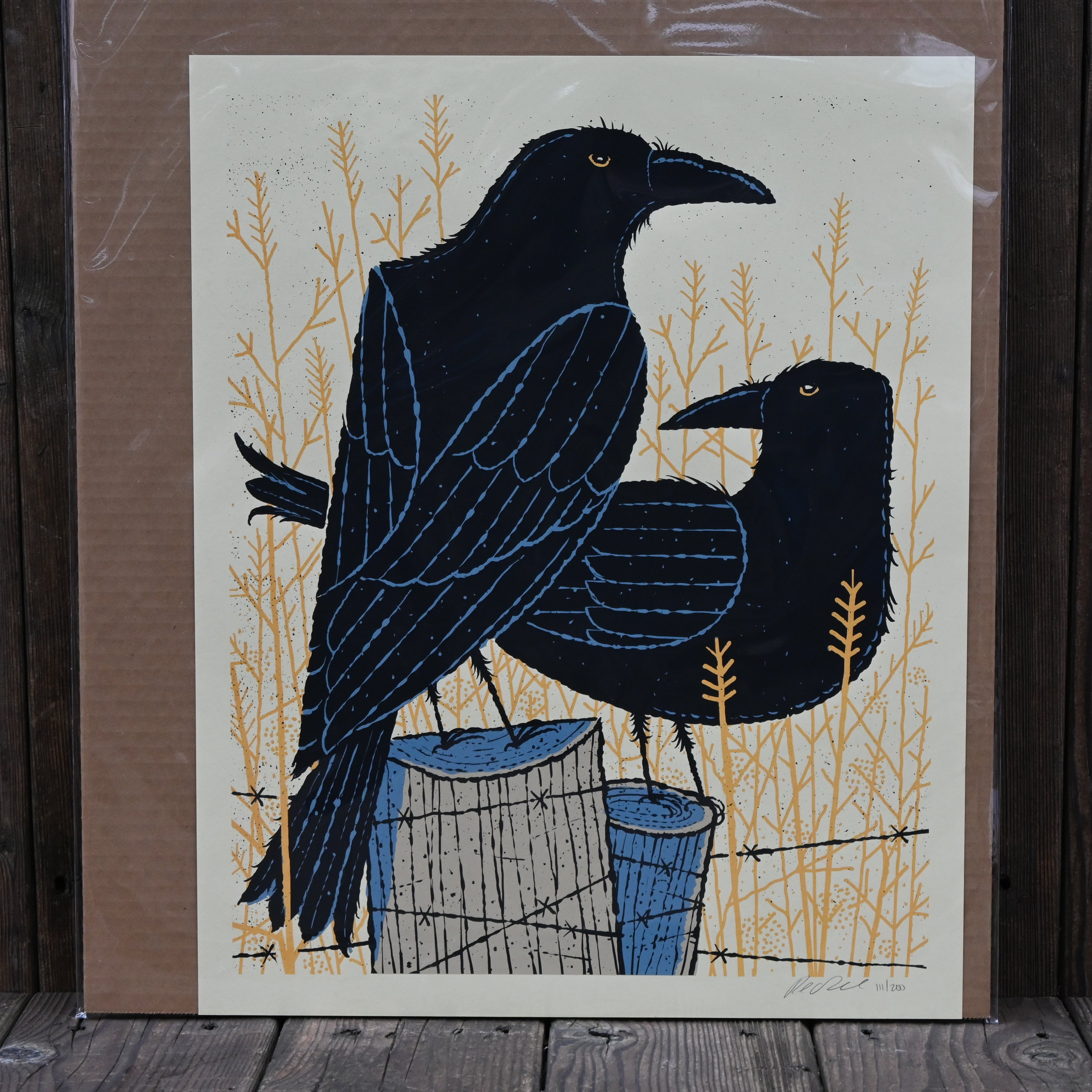 絵画 BLU-ZONE 2021/Crow Kent Ambler | Crow & Moon 16x20 | Woodblock Print – The Artisan's